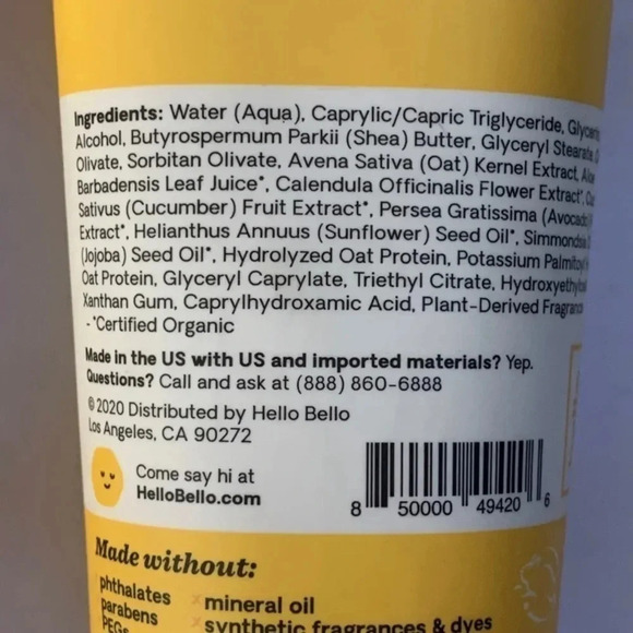 Hello Bello Baby Lotion Plant Based 8.5 Fl Oz Vanilla Apricot 2 Tubes - Picture 6 of 6